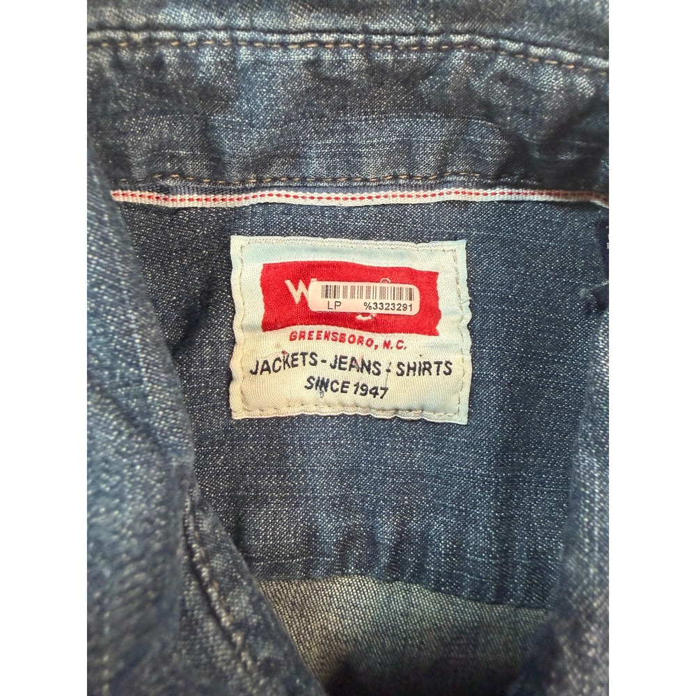 Wrangler Mens Blue‎ Denim Western Snap Shirt Small Pearl Snap Cowboy Long Slv - Picture 3 of 9